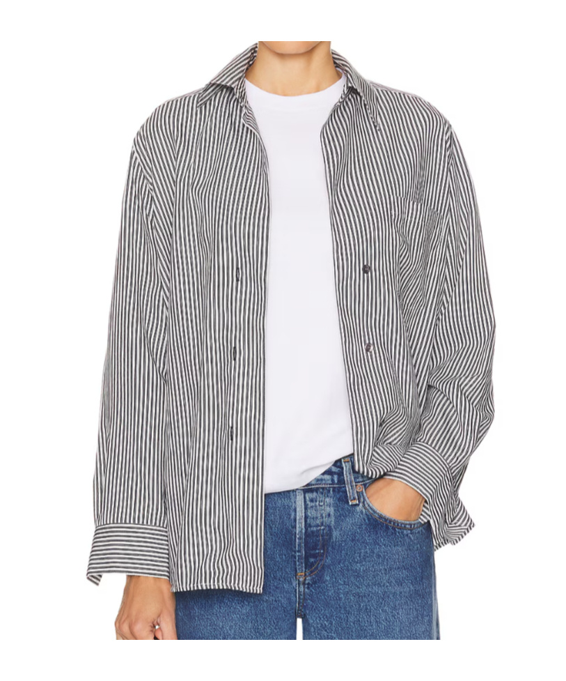 Agolde Solene Stripe Roux Button-up Shirt In Multi