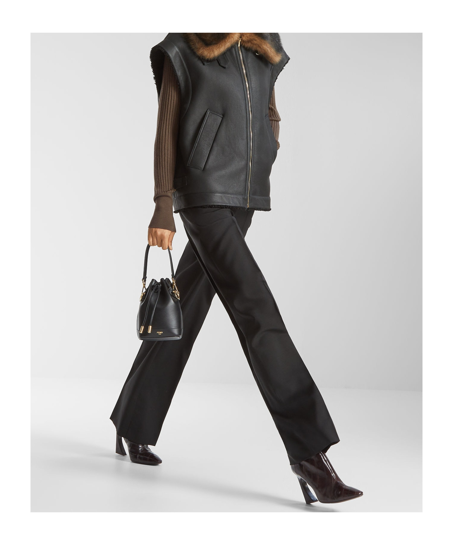 Fendi Black Wool And Mohair Pants In Black