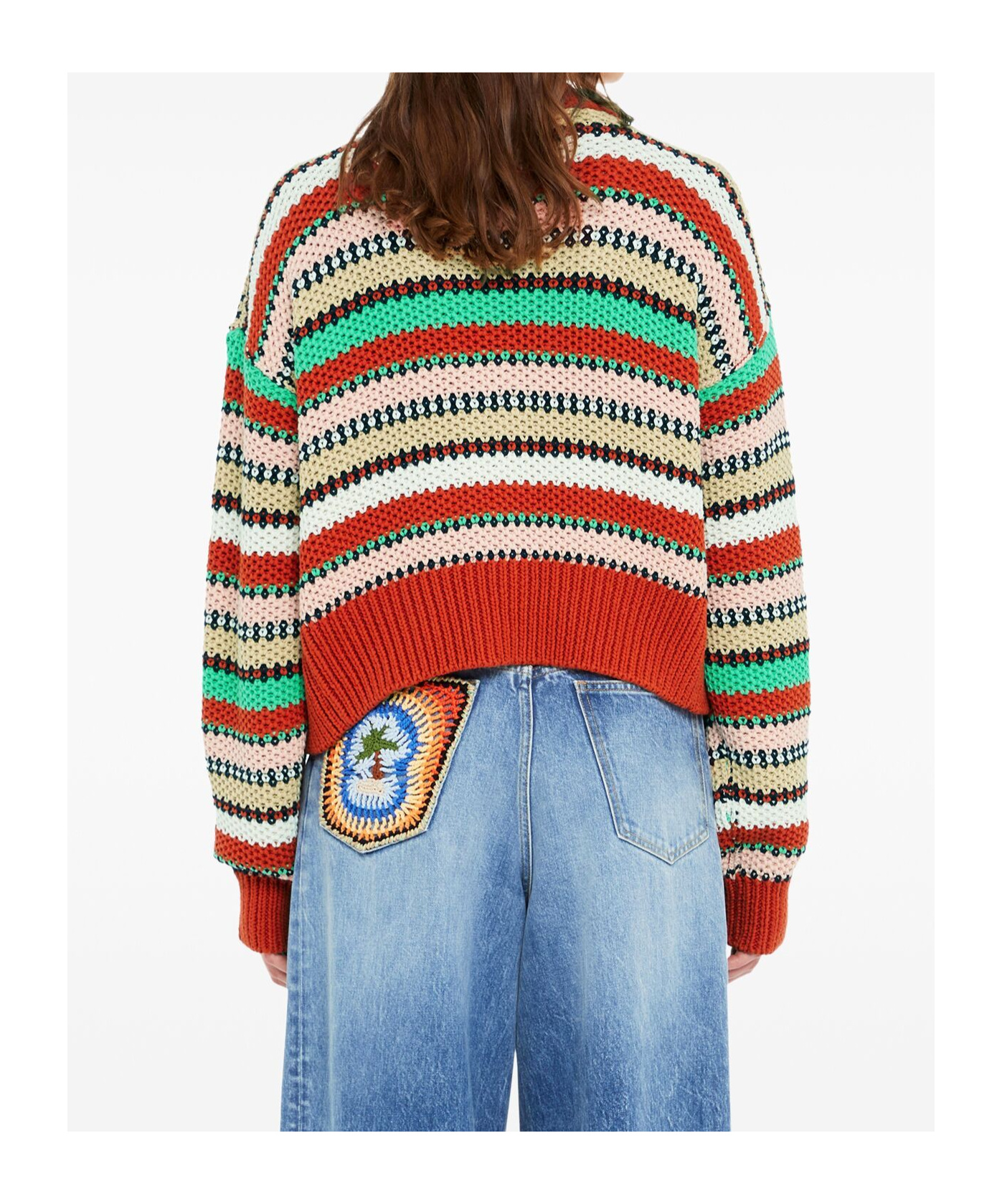 Alanui Sunny Stripes Cardigan In Red