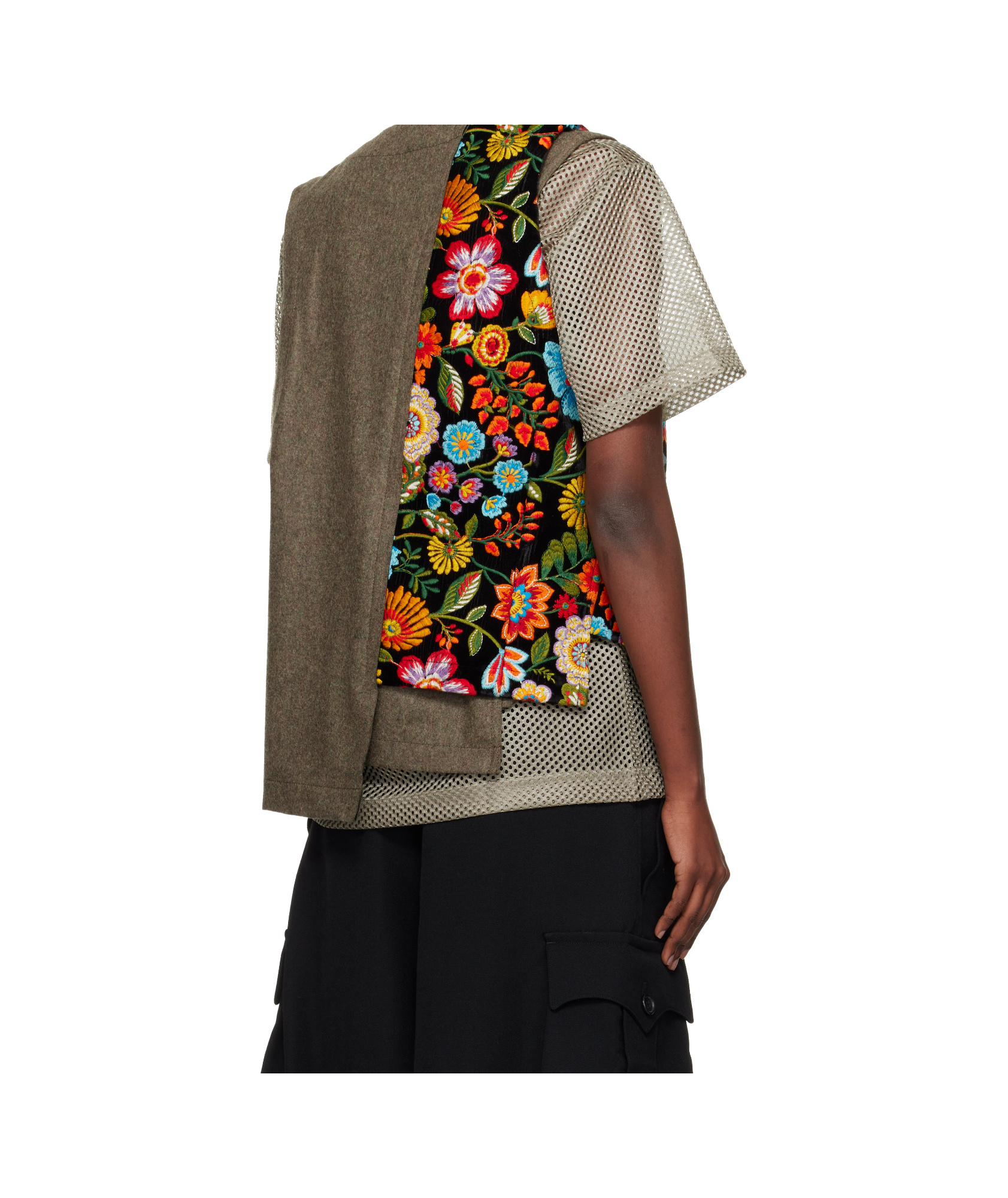 Comme Des Garçons Floral Pattern Embroidery Vest In Multi