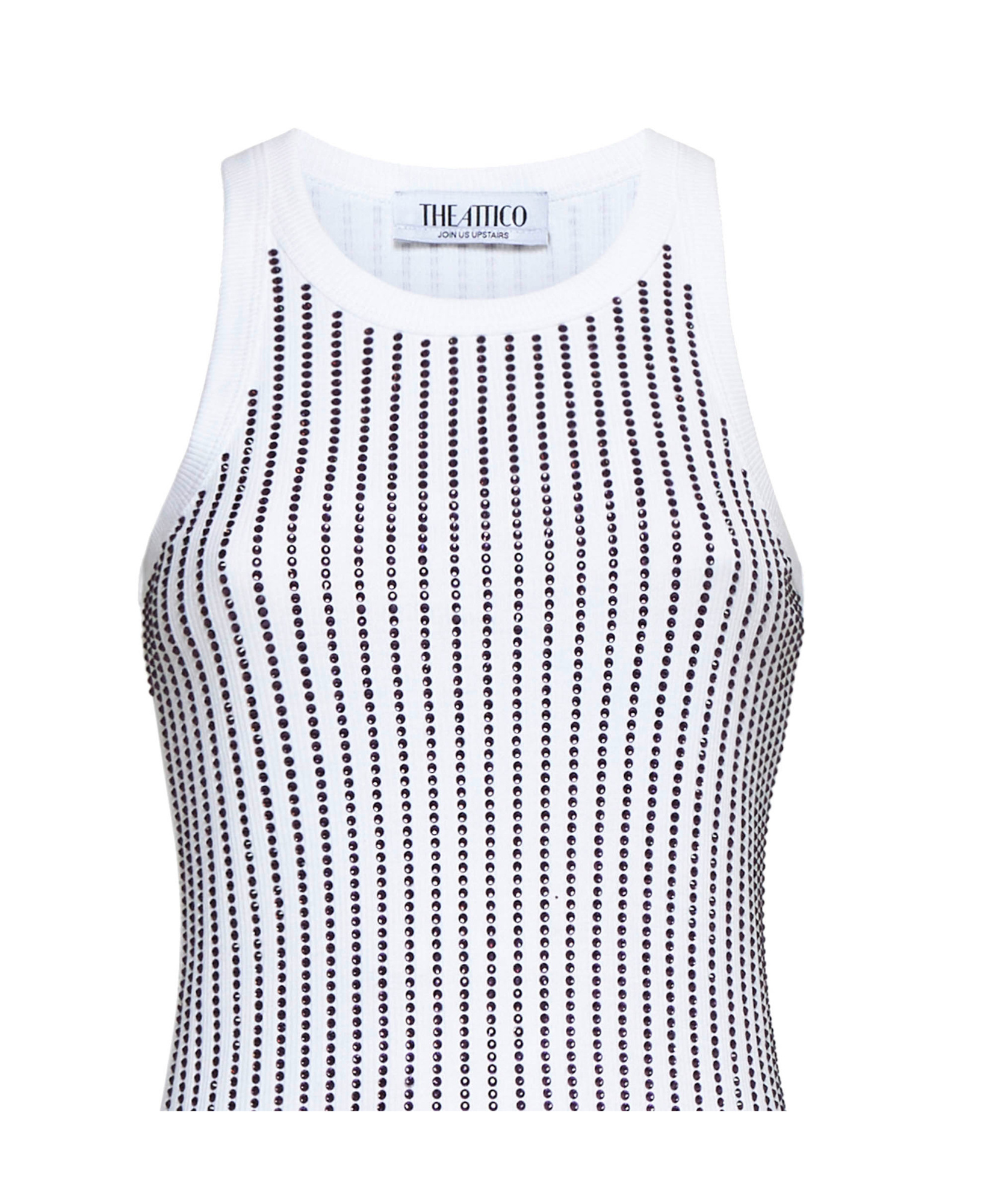 Attico White Tank Top With White Rhinestone In White