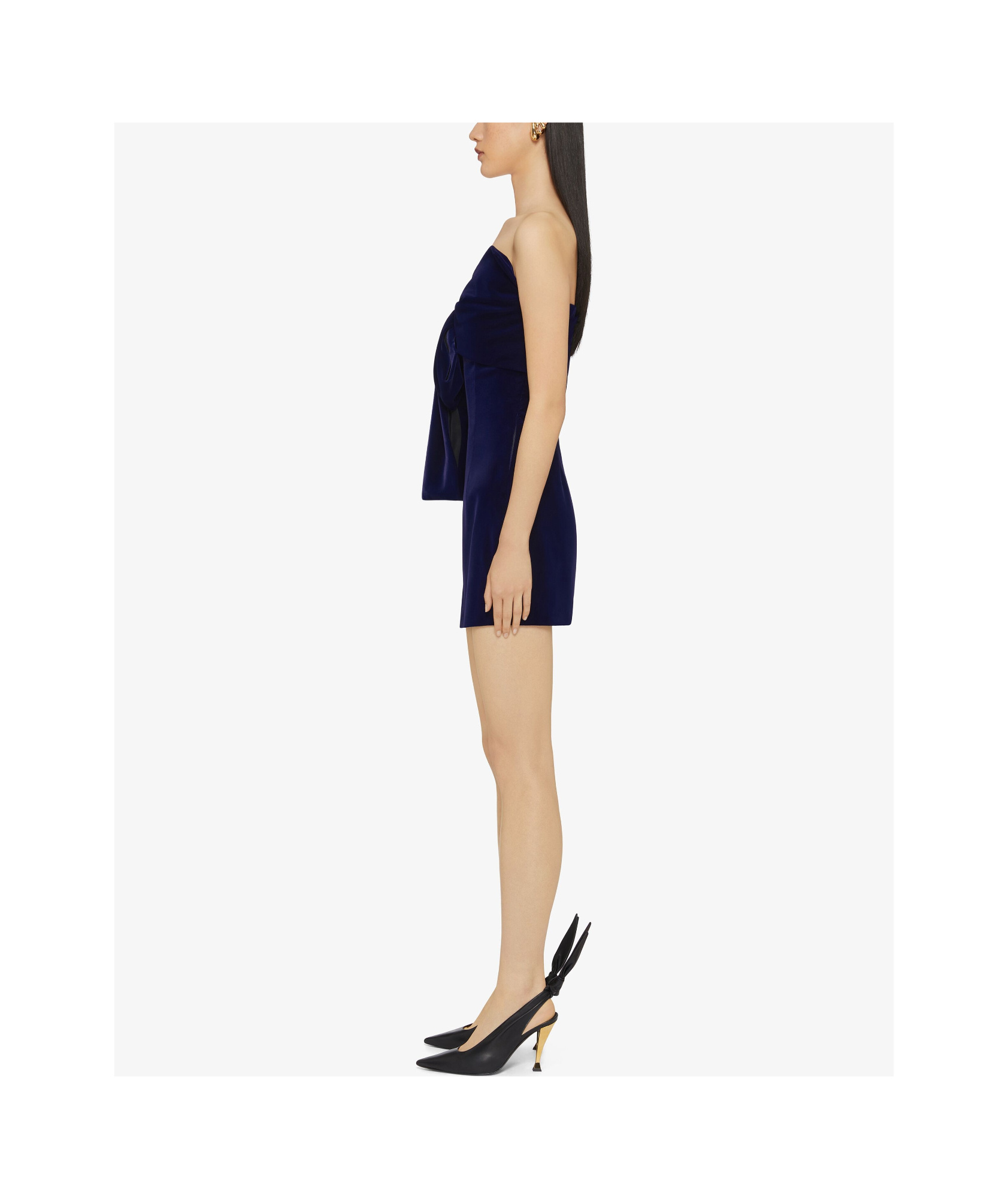 Givenchy Bustier Dress In Velvet With Oversized Bow In Black