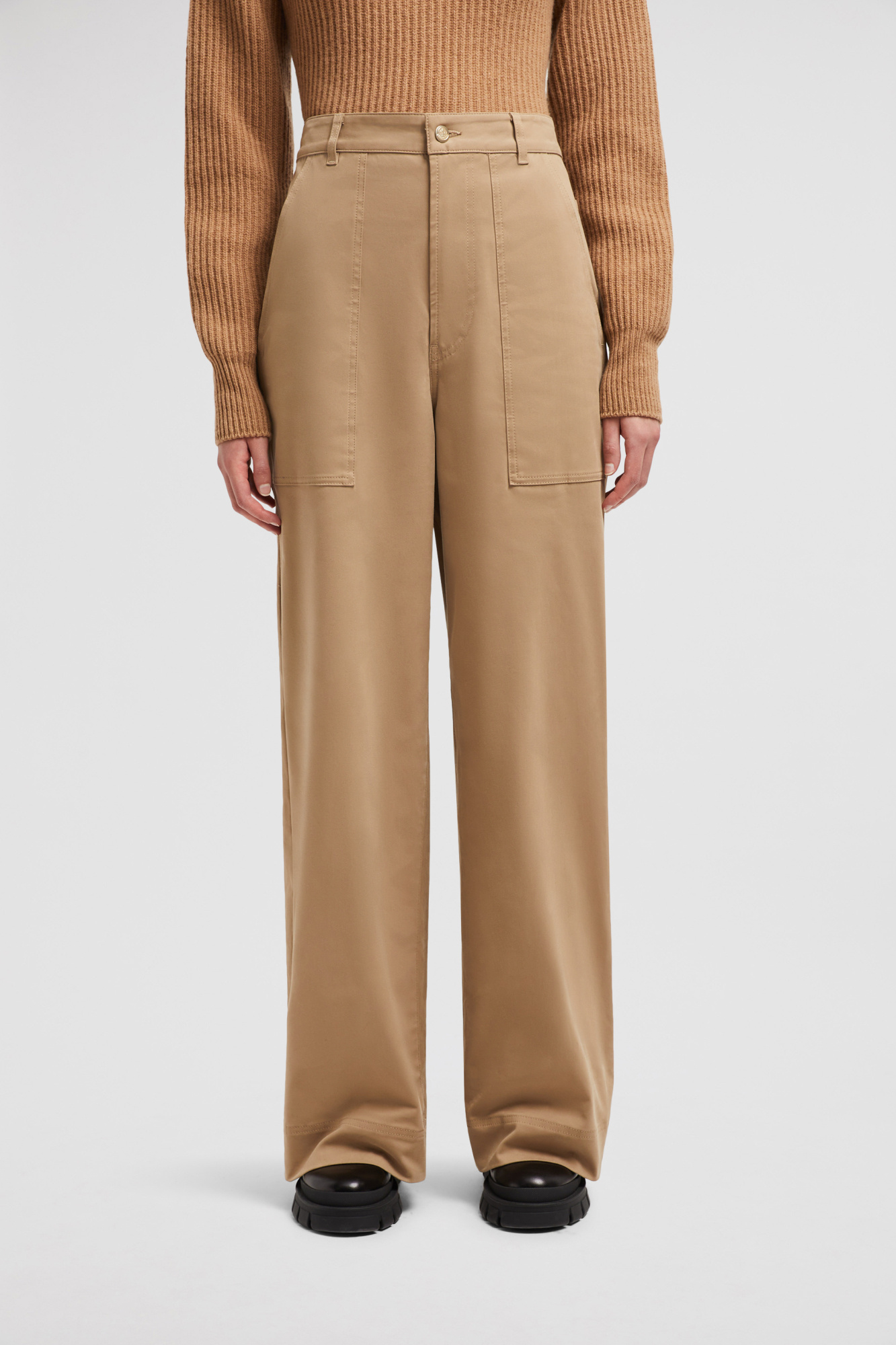 Moncler Gabardine Trousers In Brown