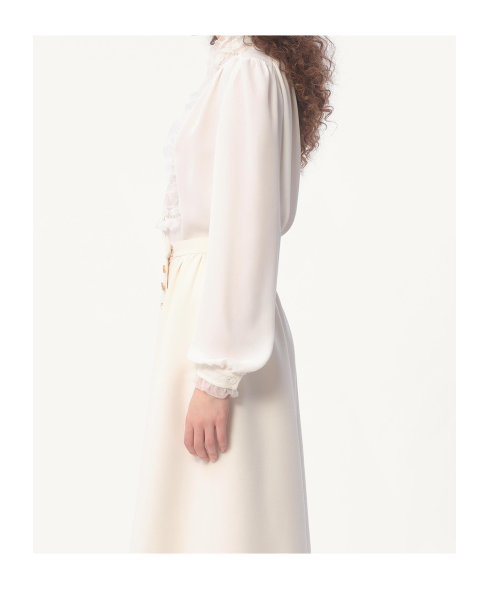 Valentino Bluse Aus Georgette Frau Elfenbein 50 In Ivory