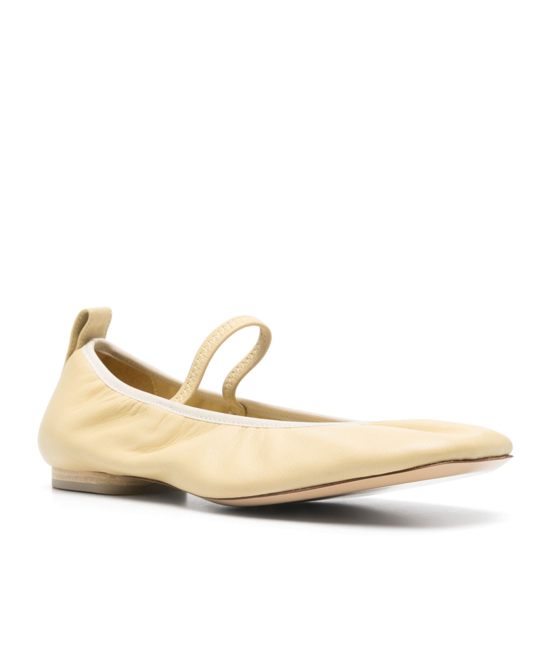 Lemaire Yellow Square Flat Ballerina Flats In Nude