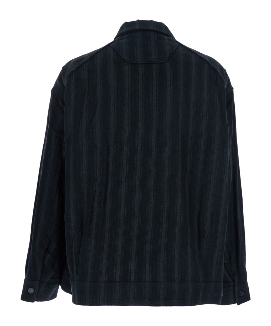 Juunj Wool Cotton Stripe Blouson Shirts In Black