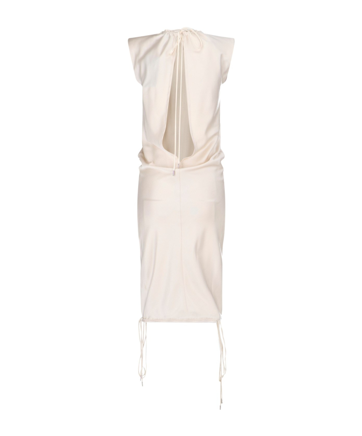 Shop Attico The Ruched Neck Drawstring Midi Dress In White