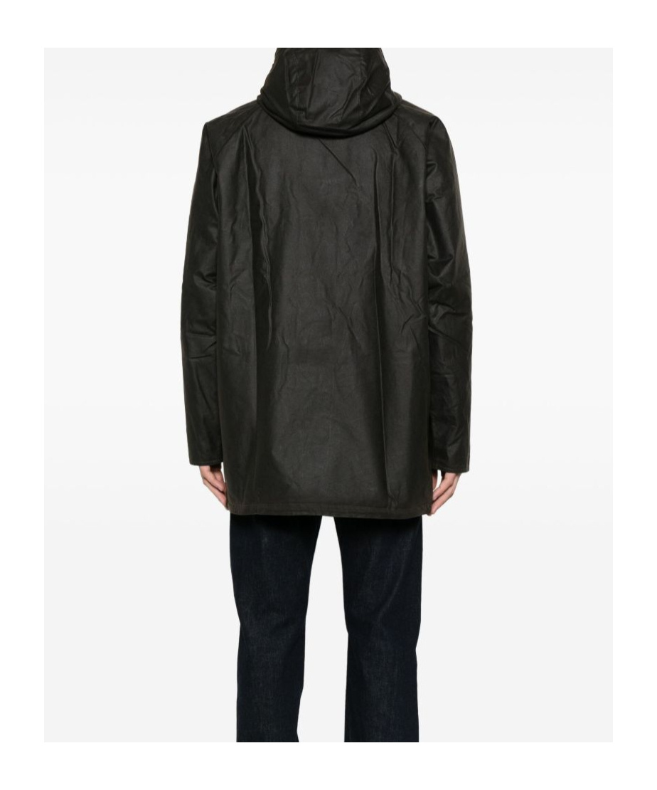 Barbour Hooded Snap-fit Coat In Black