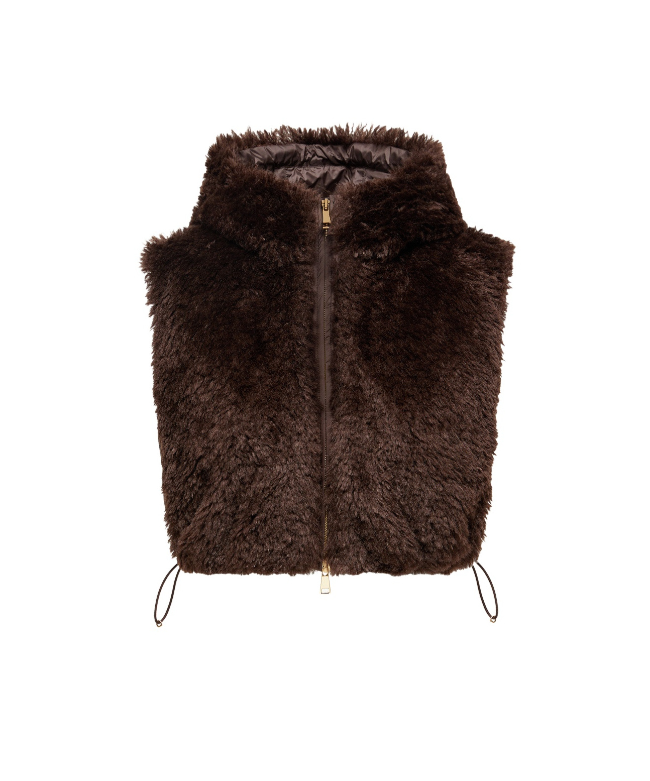 Moncler Hooded Down-filled Teddy Bib In Brown