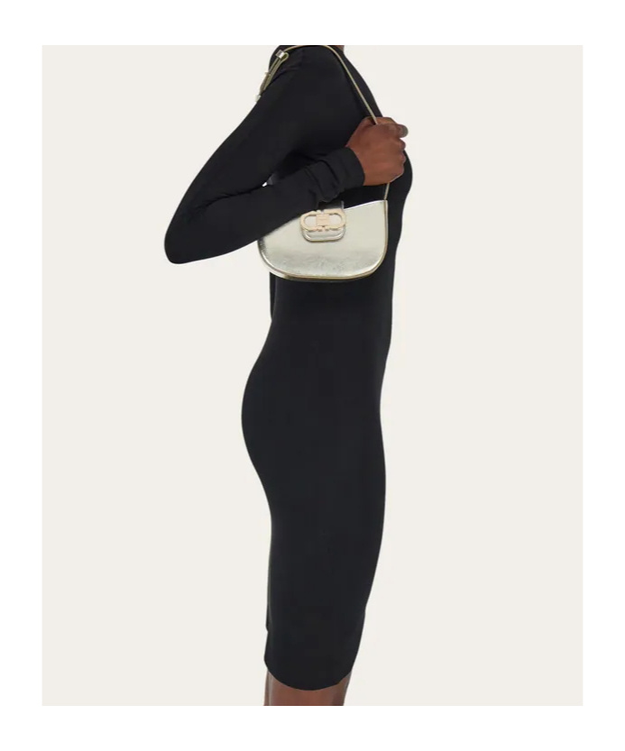 Ferragamo Double Gancini Mini Bag In Neutral