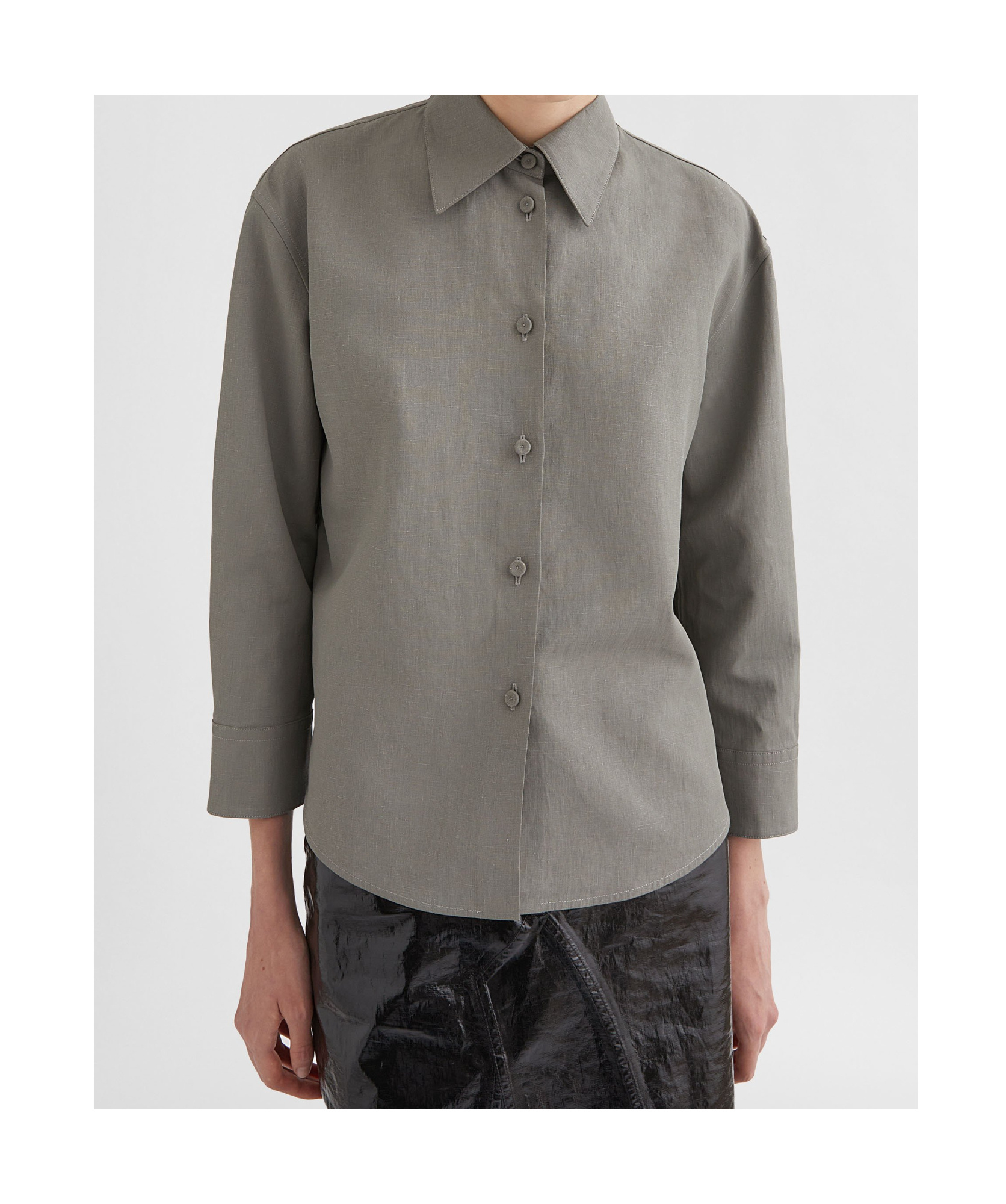 Jil Sander Curved Hem Shirt In Gray