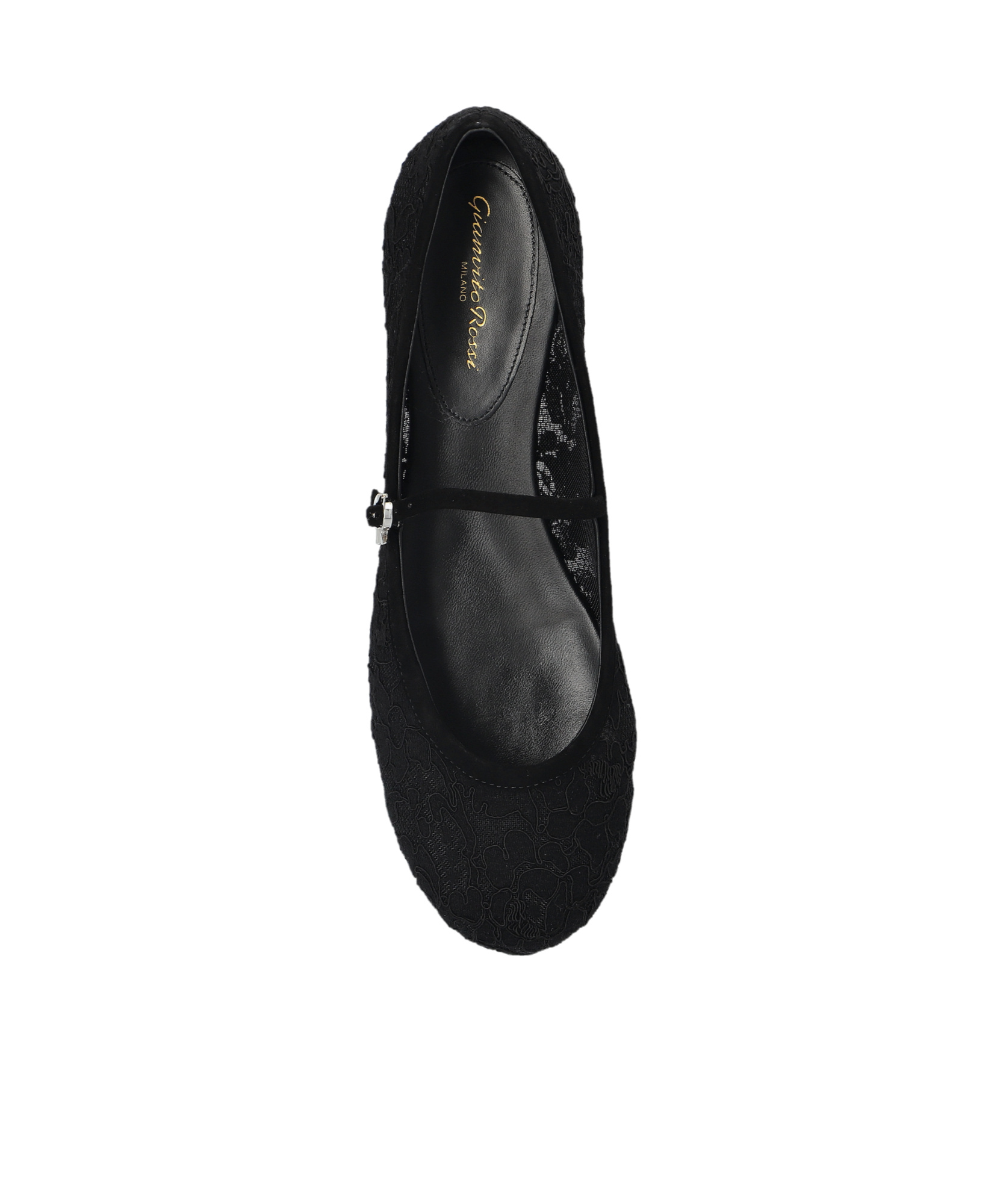 Gianvito Rossi Claudia Suede-trimmed Lace Mary Jane Flats In Black