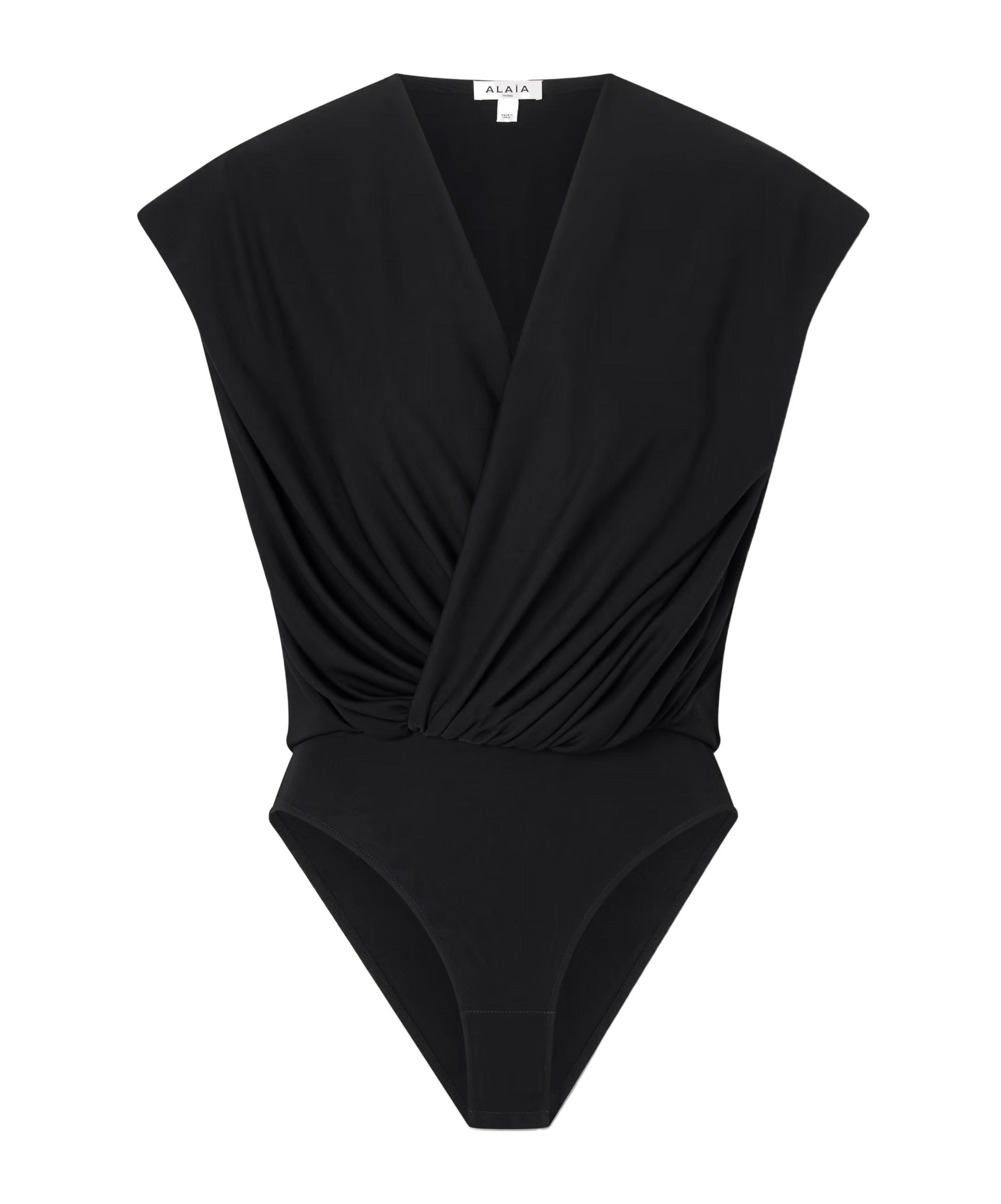 Alaïa Hooded Draped Knit Bodysuit In Black