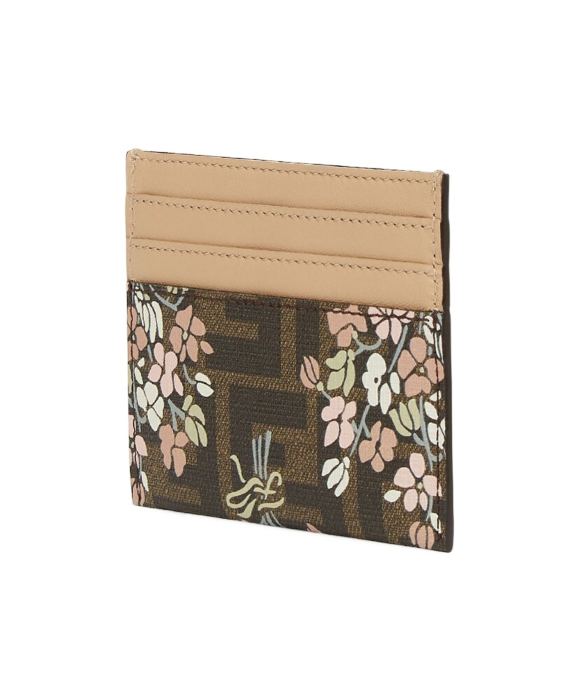 Fendi Flower Bouquet Ff Fabric Card Holder Accessories In Nude
