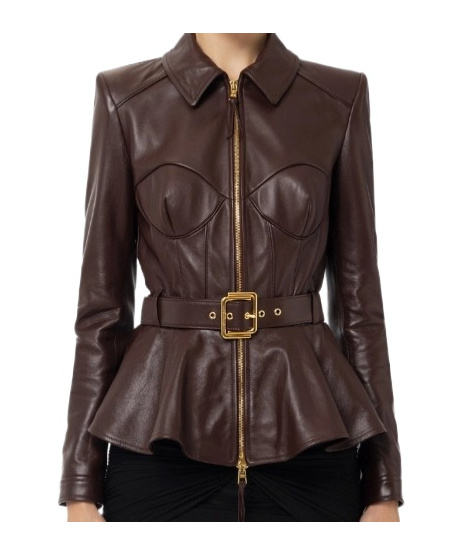 Elisabetta Franchi Long-sleeved Leather Jacket In Black
