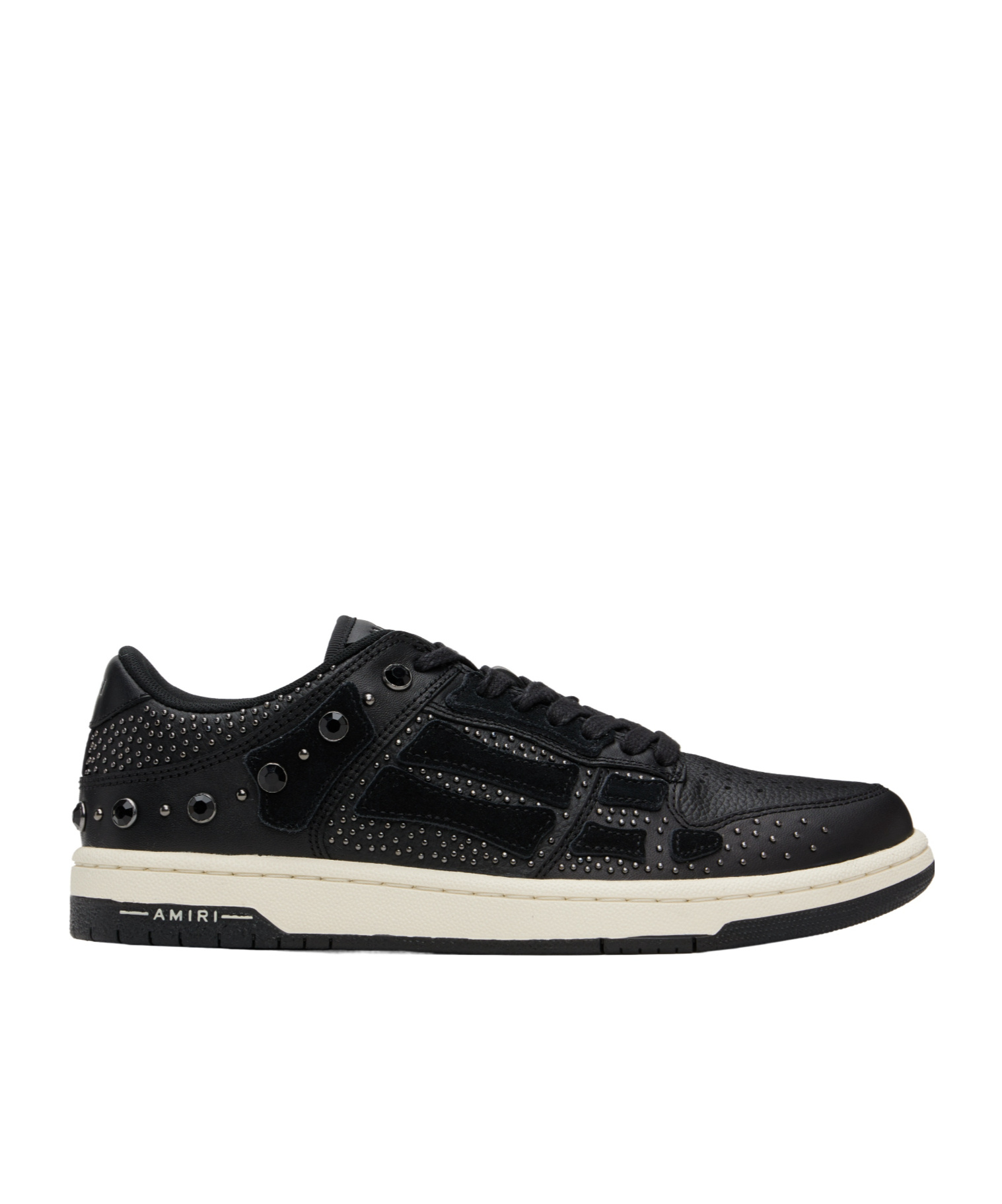 Amiri Two-tone Leather Skel Sneakers With Textured Finish In Black