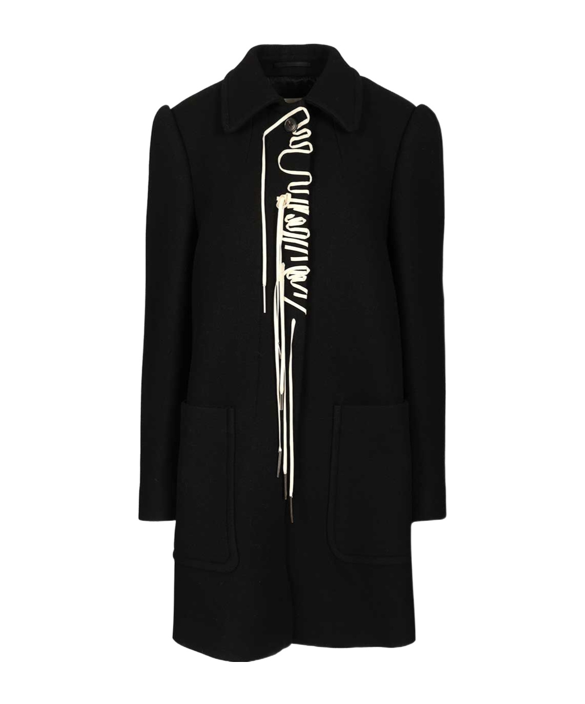 Dries Van Noten Wool Blend Coat With Collared Neck And Pockets In Black