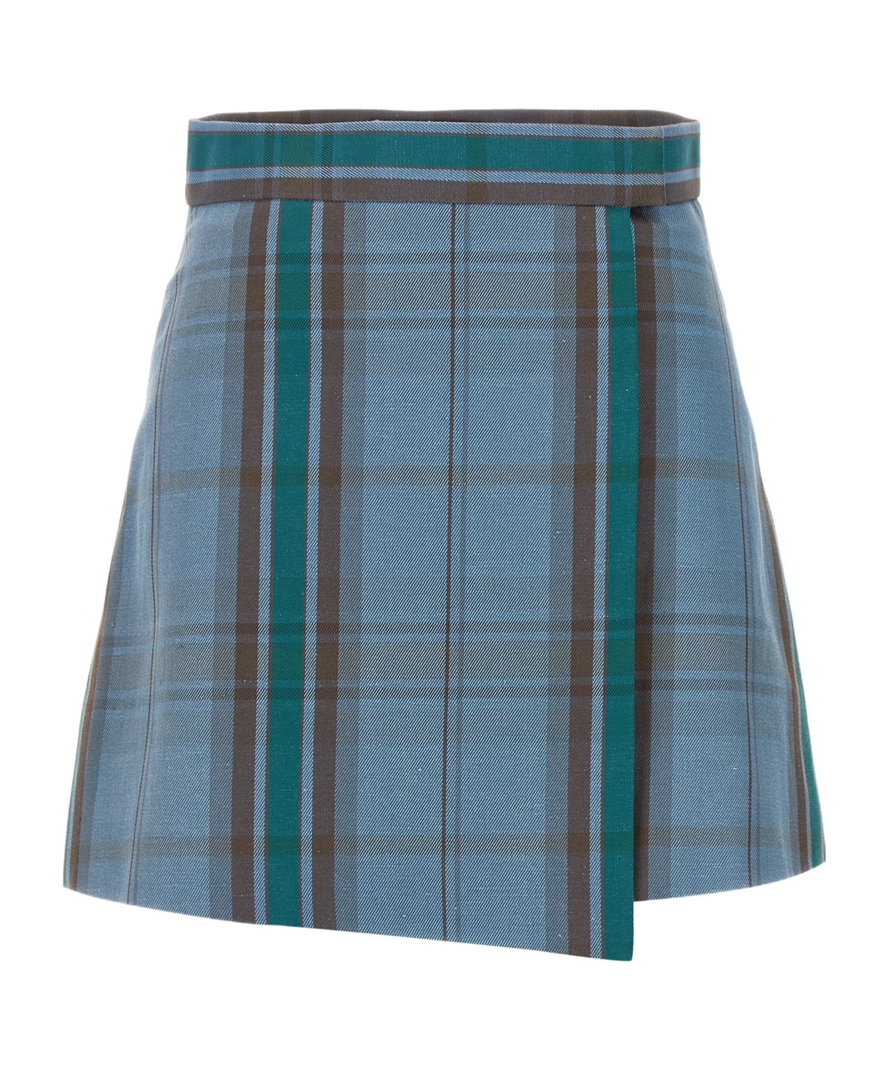 Vivienne Westwood High-waisted Plaid Pleated Skirt With Asymmetric Hem In Blue