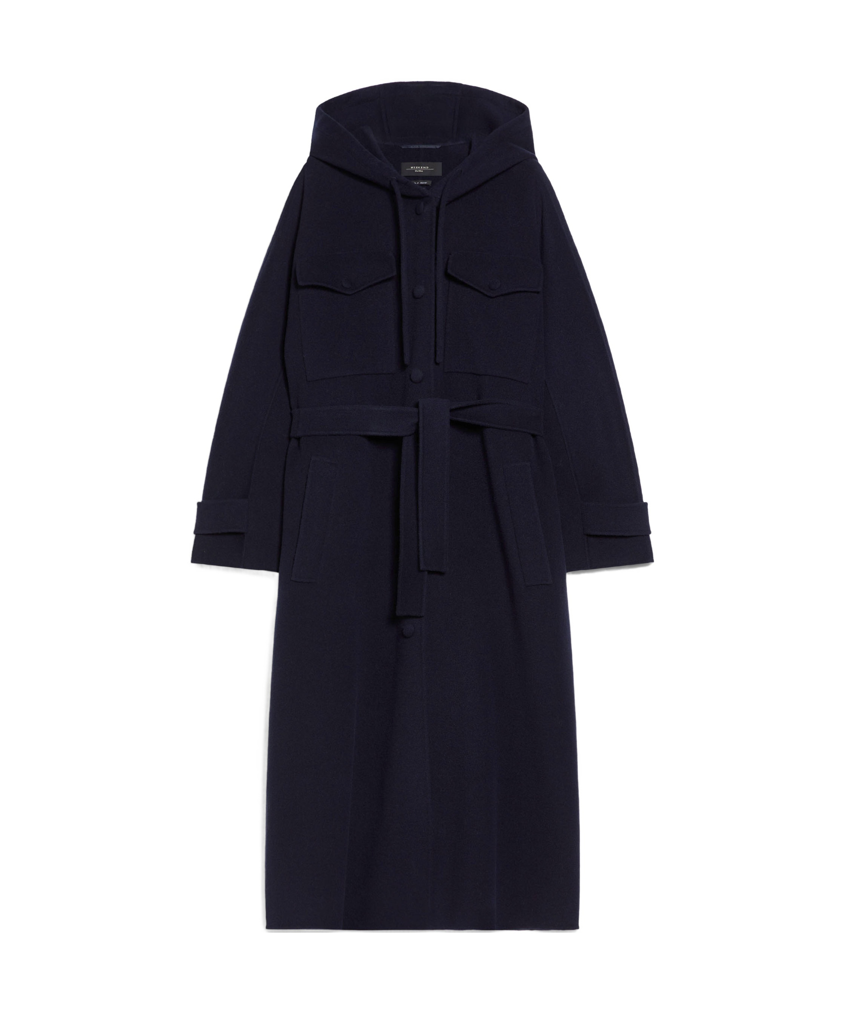 Weekend Max Mara Hooded Long-sleeved Coat In Gray