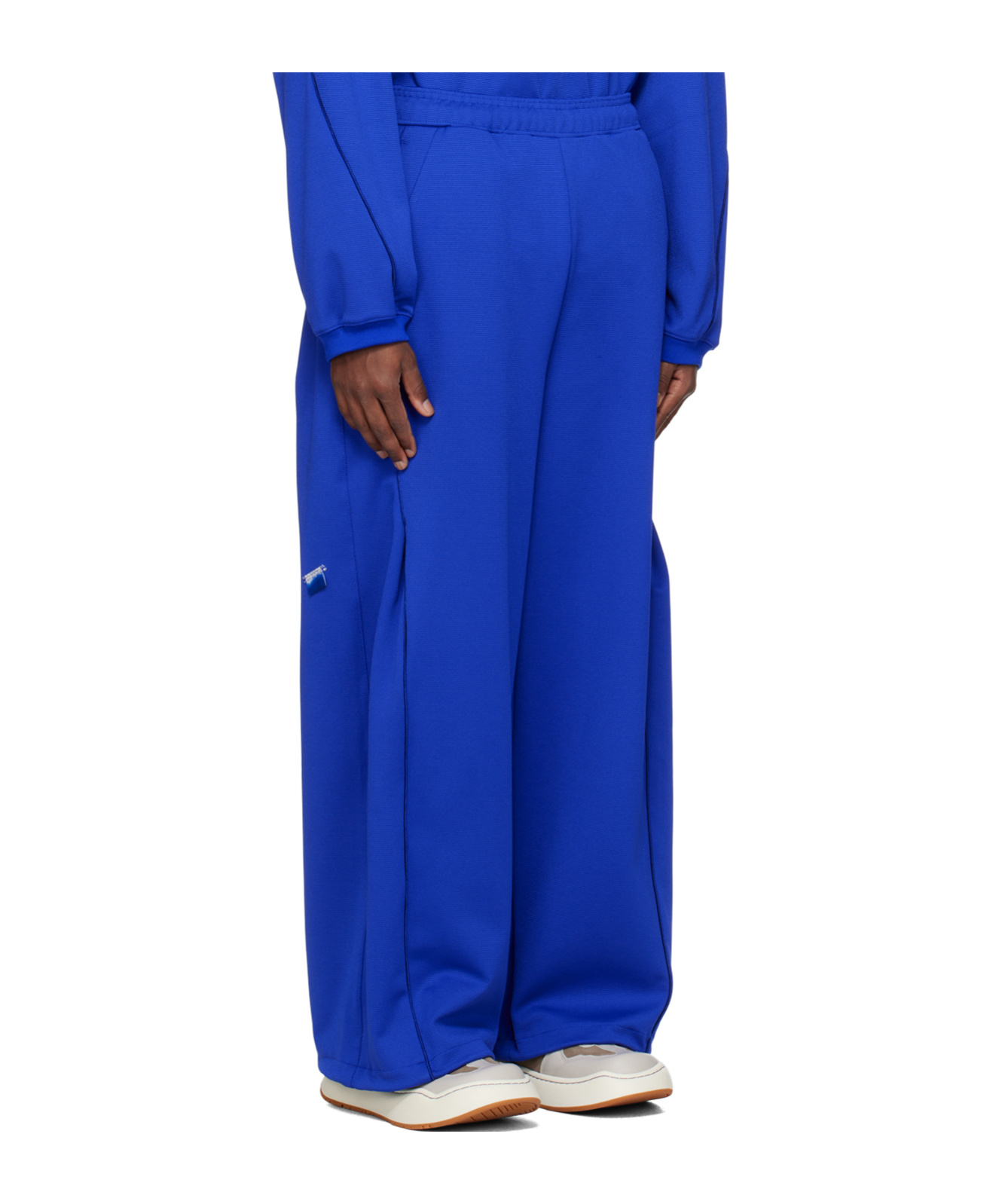 Ader Error Drawcord Logo Casual Pants In Blue