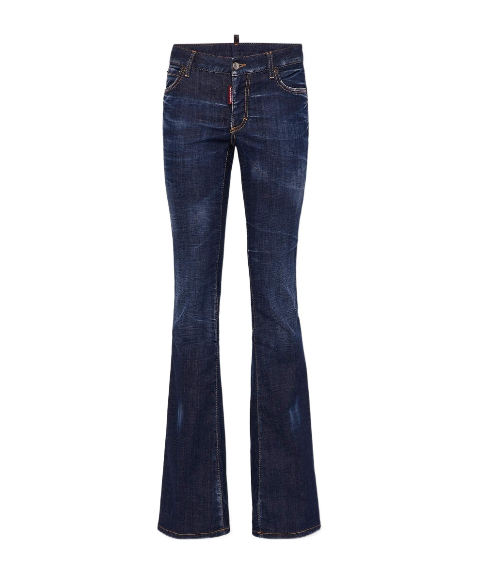 Dsquared2 Medium Rise Denim Flared Jeans In Black