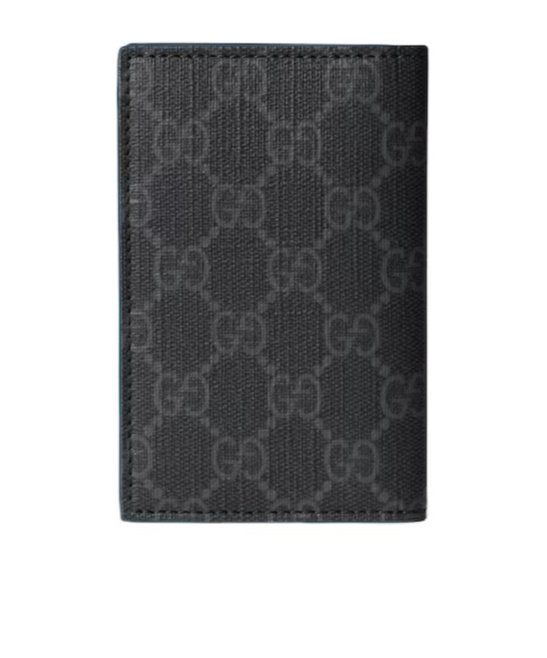 Gucci Black Card Holder With All-over Gg Motif And Logo On The Front In Fabric Man In Black