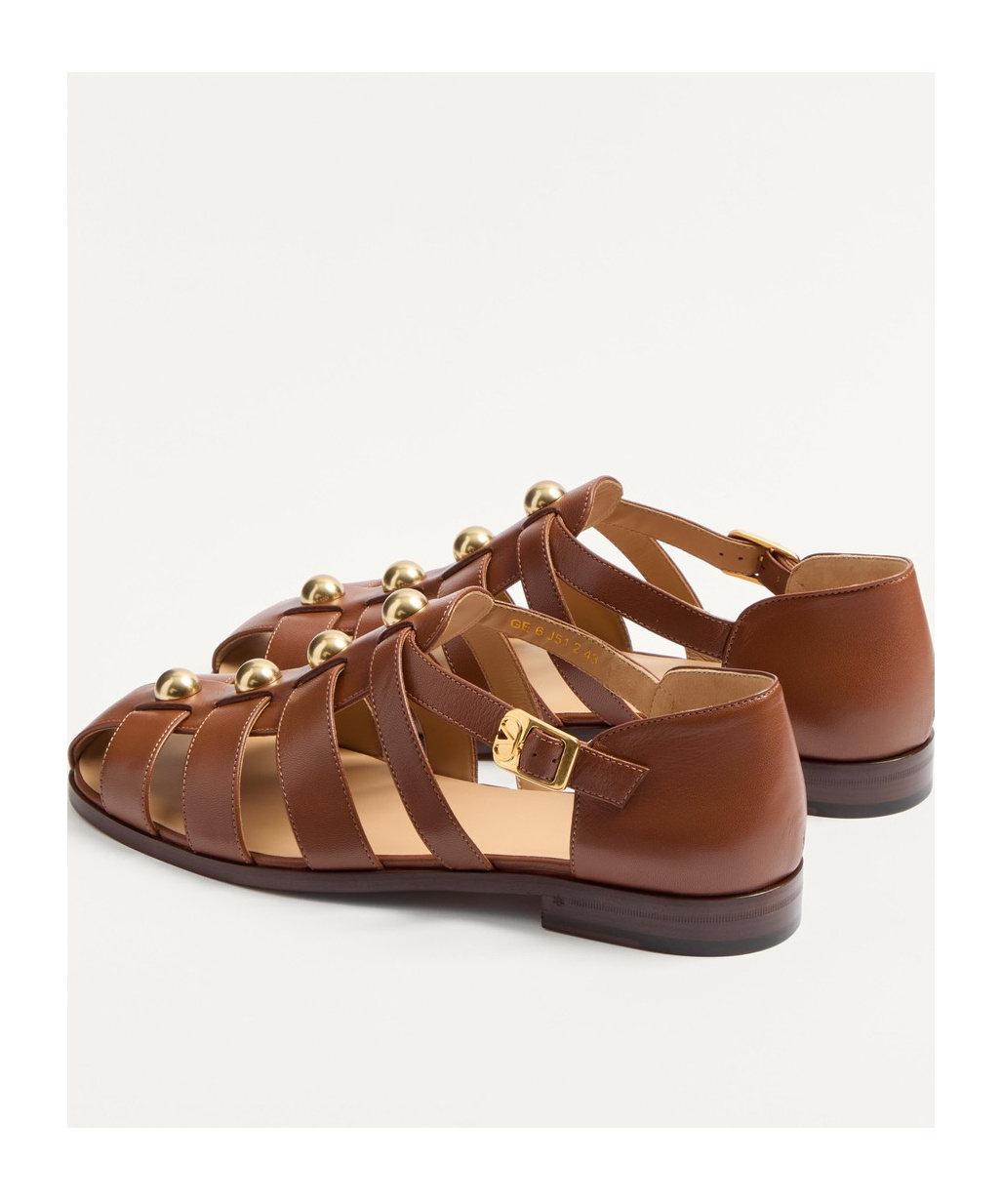 Valentino Garavani Studshield Fisherman Calfskin Sandal In Brown
