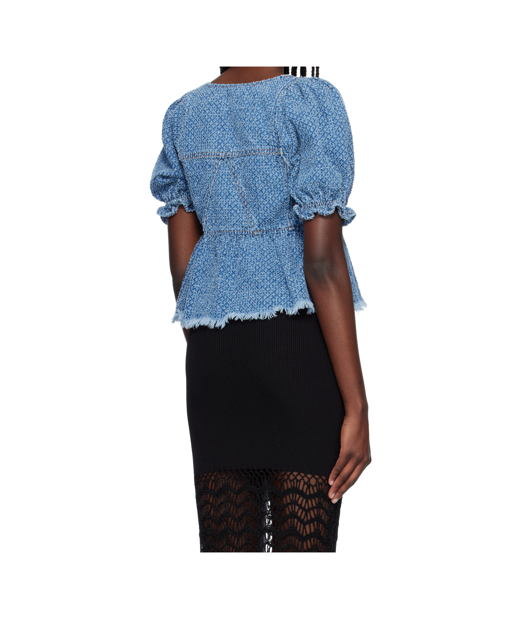 GANNI BLUE FLUFFY DENIM BLOUSE
