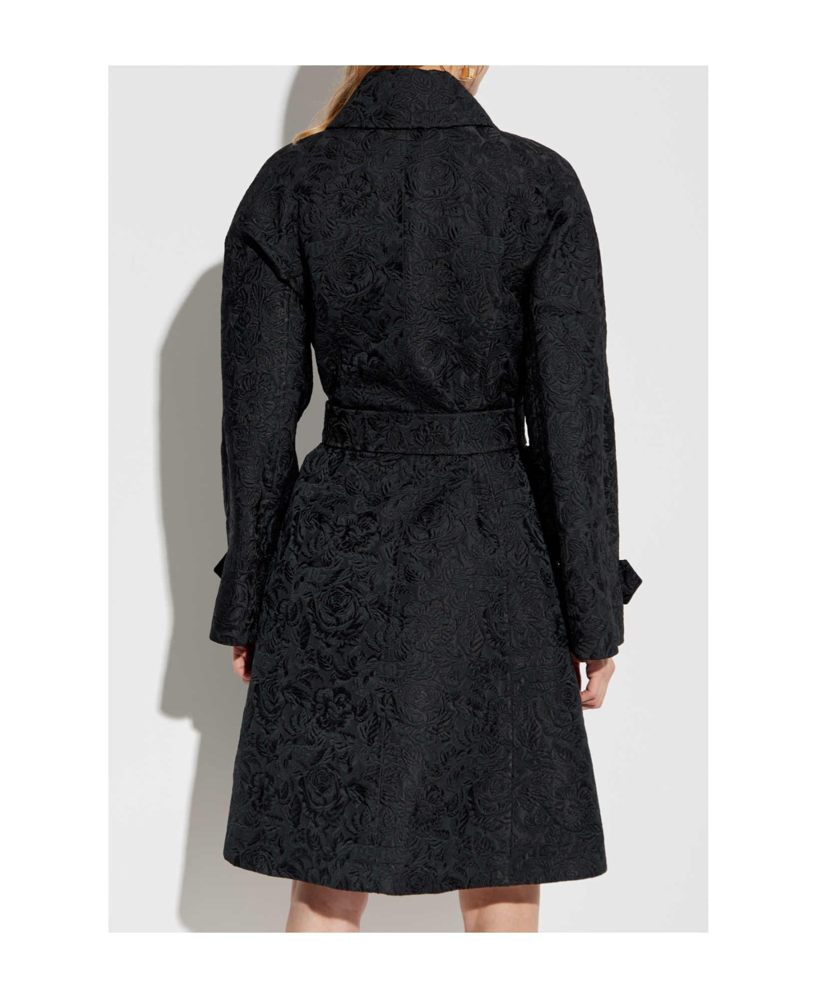 Dolce & Gabbana Floral-jacquard Coat In Schwarz