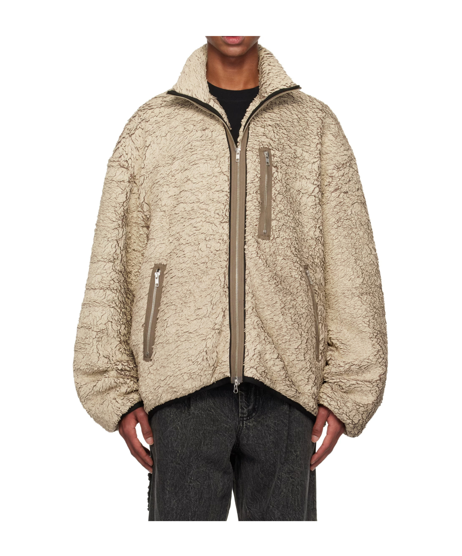Song For The Mute Off-white Funnel Track Jacket In White