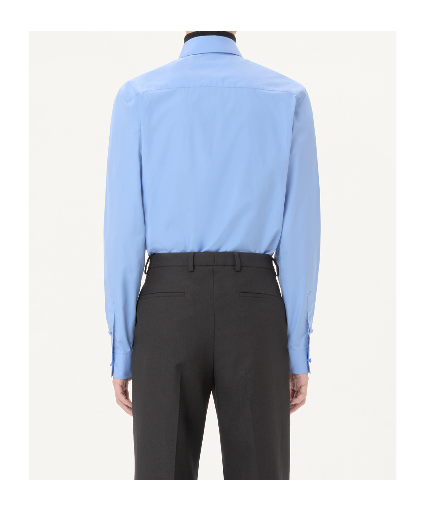 Valentino Pointed-collar Cotton Shirt In Blue