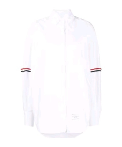 Thom Browne White Supersize Rwb Armbands Shirt In White