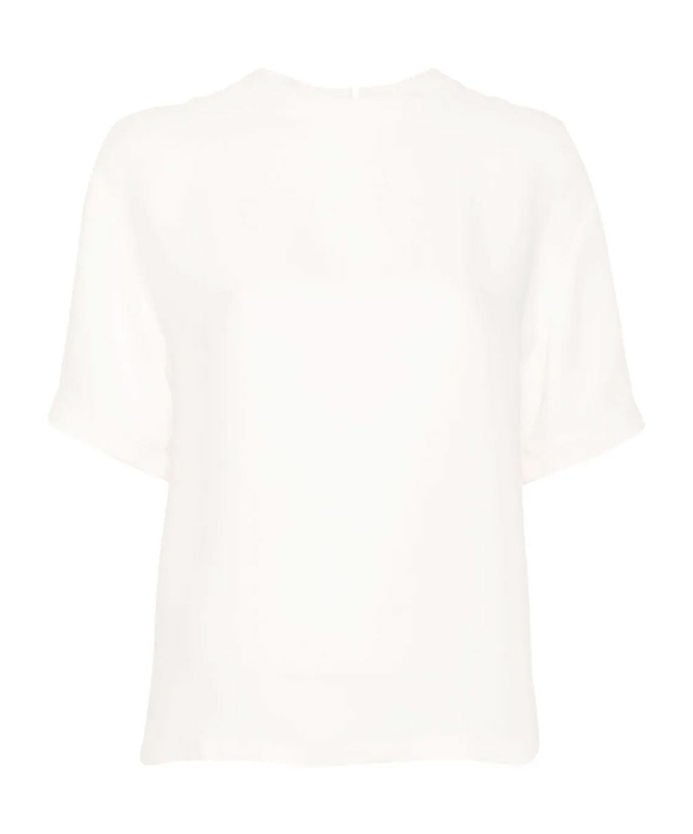 Valentino Crew-neck Silk T-shirt In White