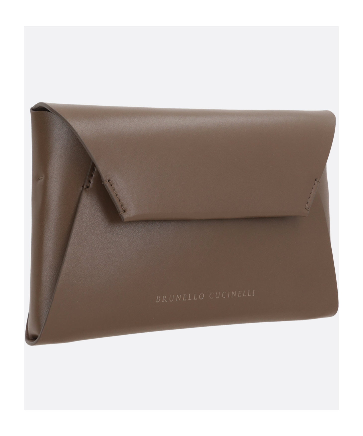 Brunello Cucinelli Duo Foldover Top Clutch Bag In Brown