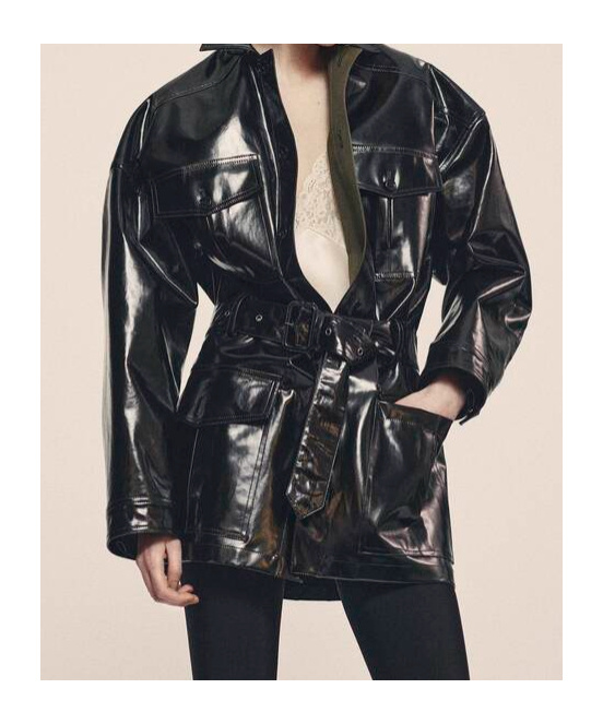 Saint Laurent Saharienne Jacket In Coated Cotton In Black