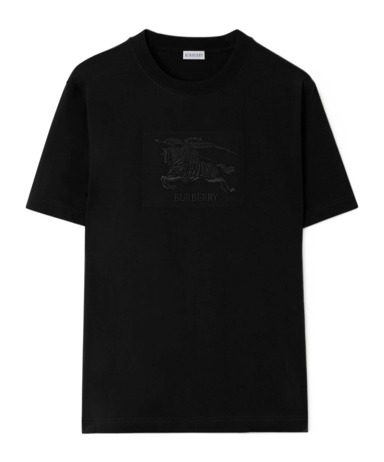 Burberry Knight Patch Cotton T-shirt In Black