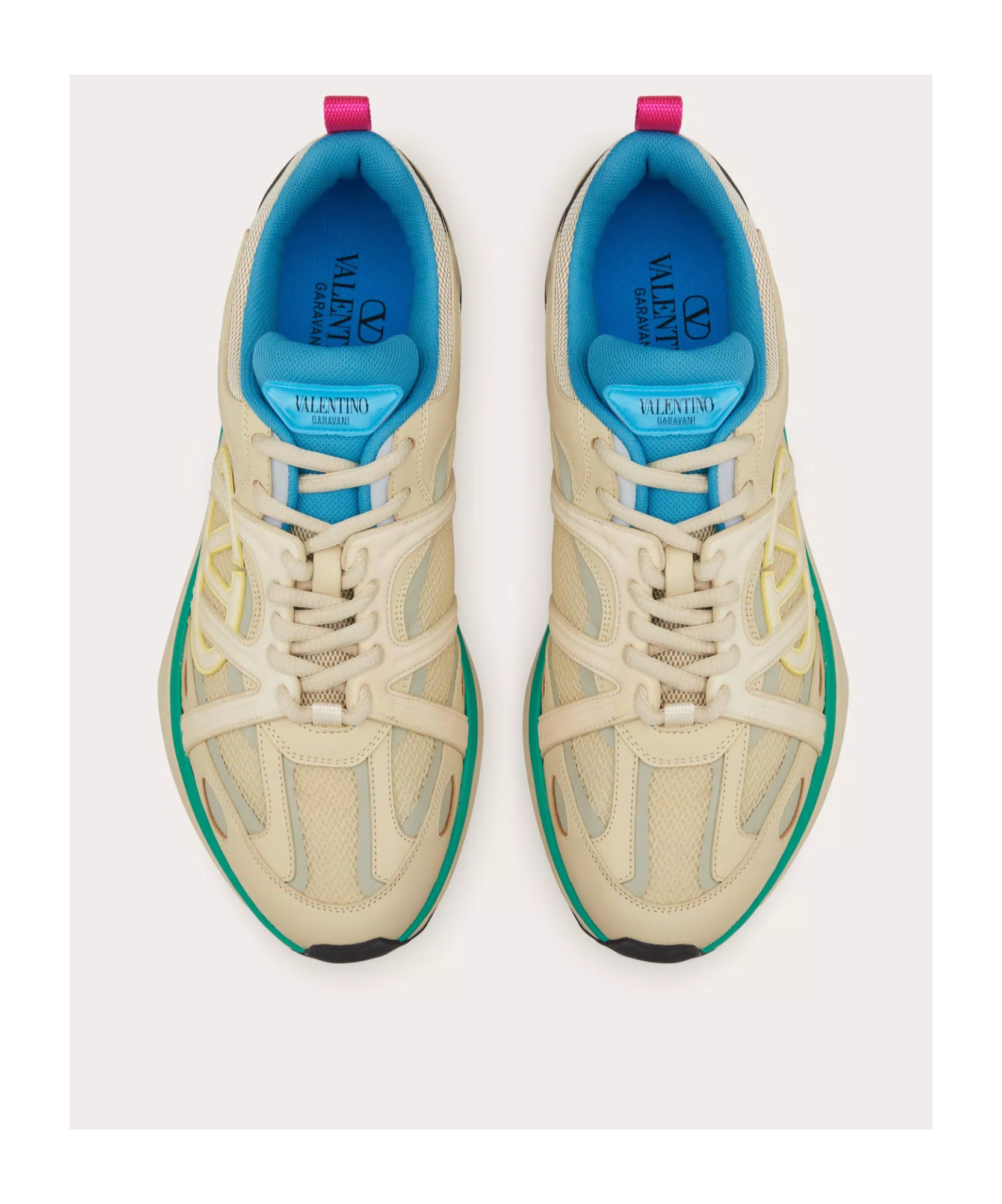 Valentino Garavani Multicolor Leather And Fabric Vlogo Easyjog Sneakers In Nude
