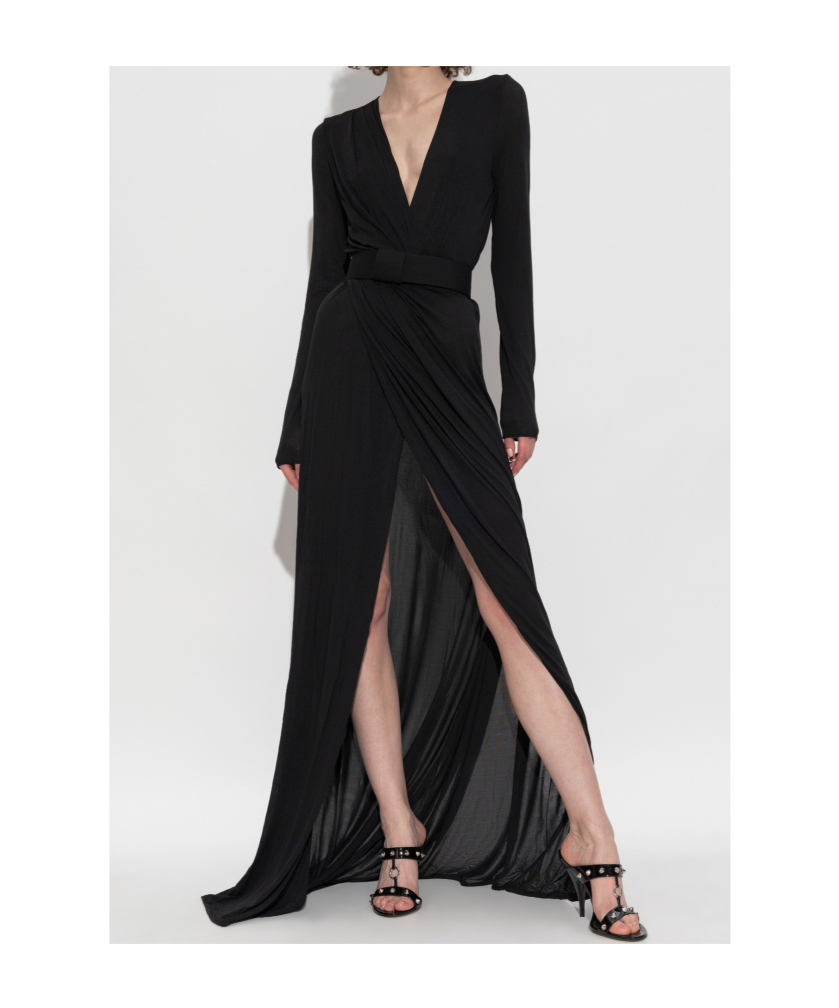 Dsquared2 Wrap-front Long-sleeve Dress In Black
