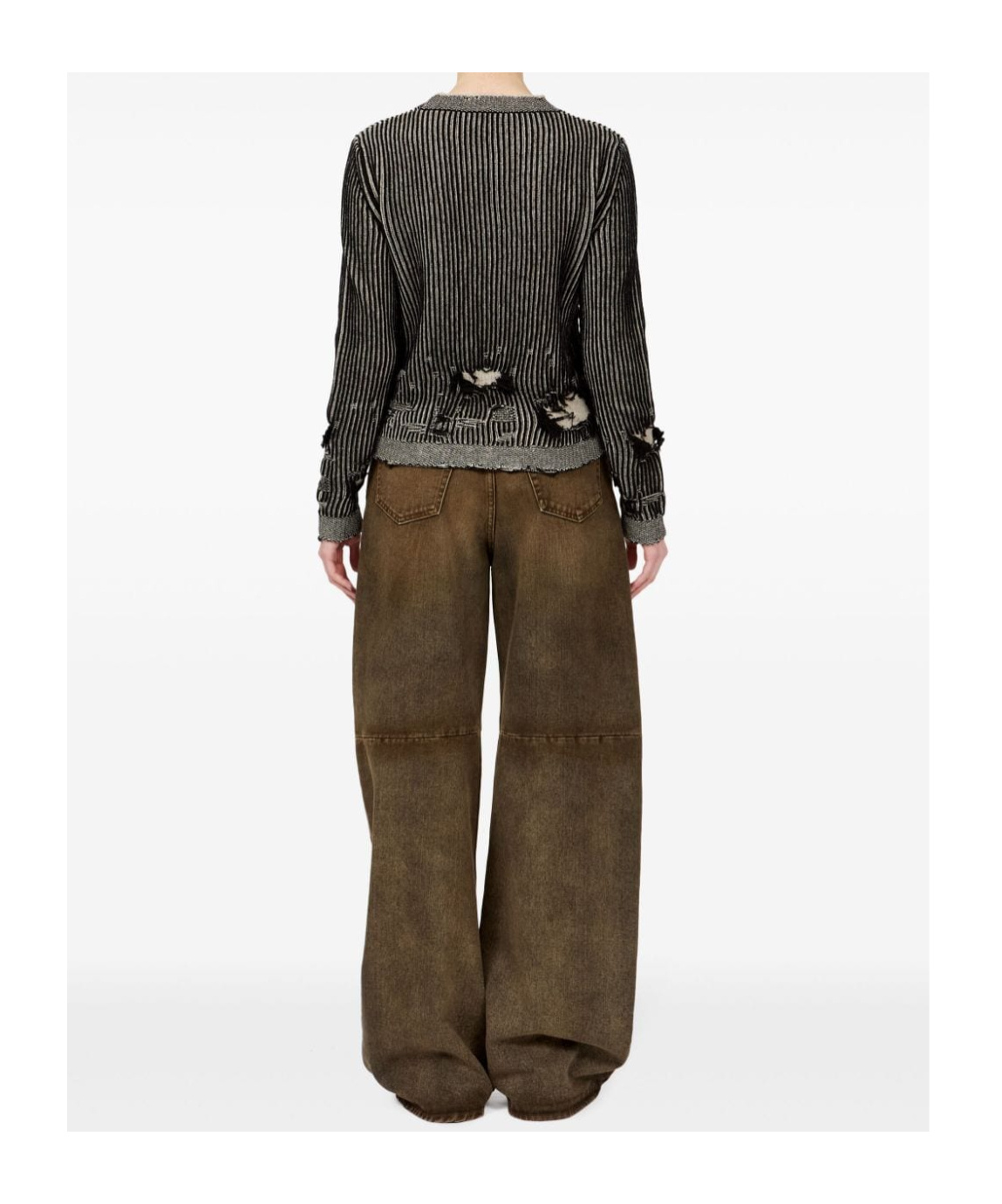 MM6 MAISON MARGIELA MM6 MAISON MARGIELA CREWNECK DISTRESSED-EFFECT KNITTED JUMPER