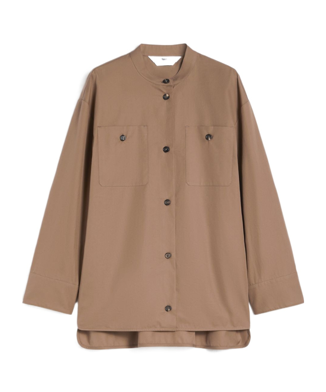 Max Mara Cotton Mandarin-neck Shirt In Brown