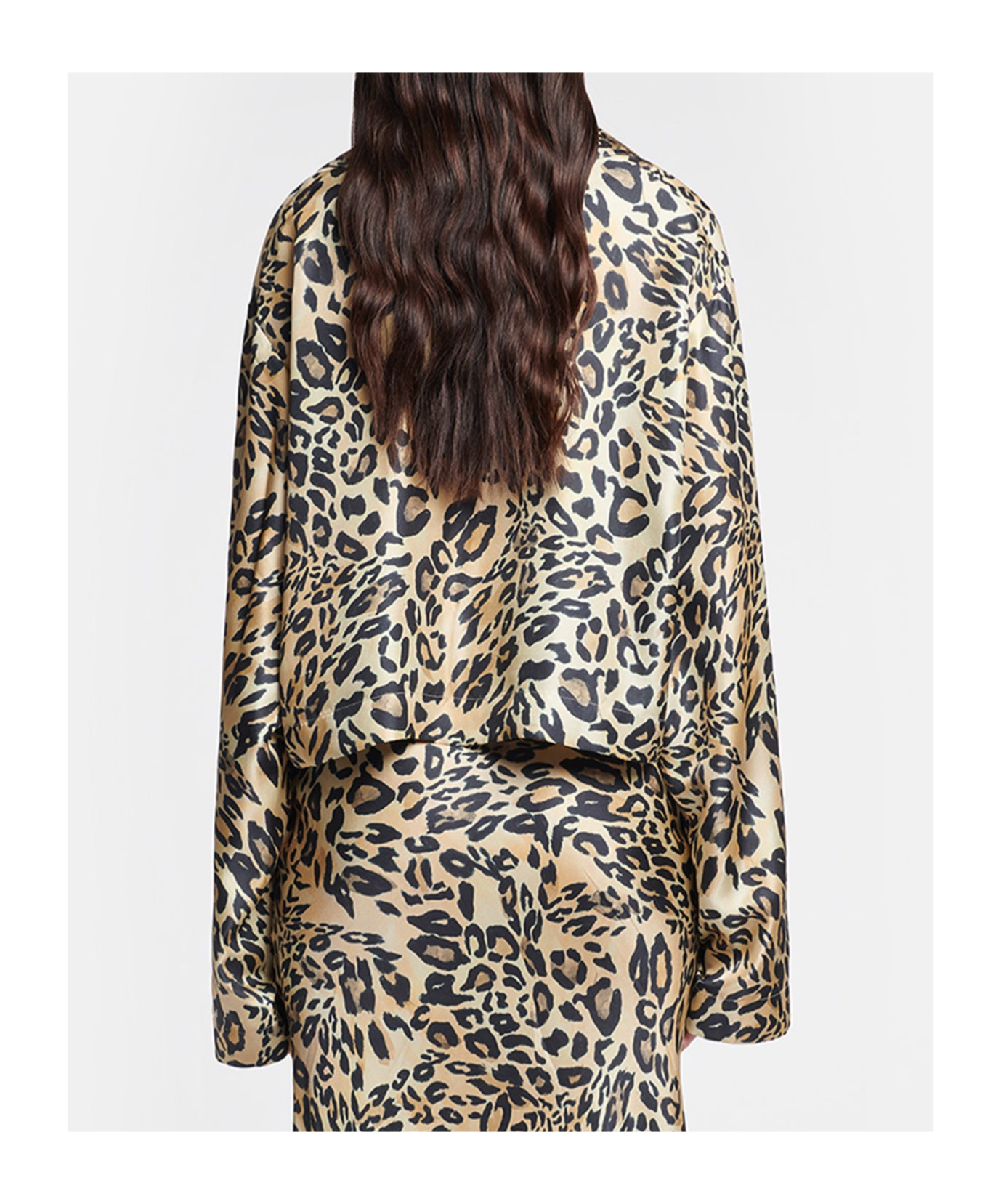 Nanushka Vally Shirt In Animalier Silk In Nude