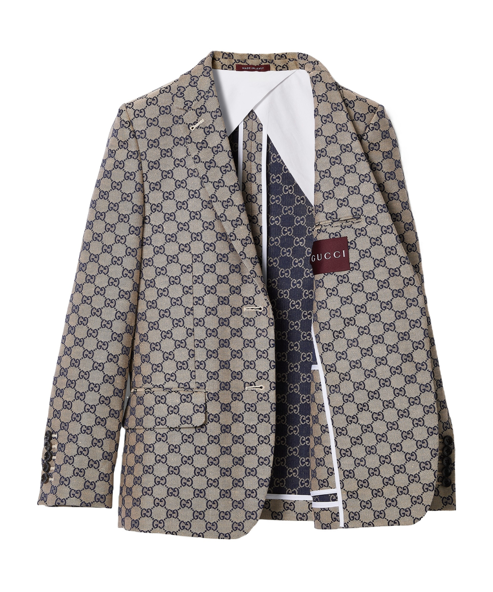 Gucci Blazer Aus Gg Canvas Aus Leinenmischung In Gray