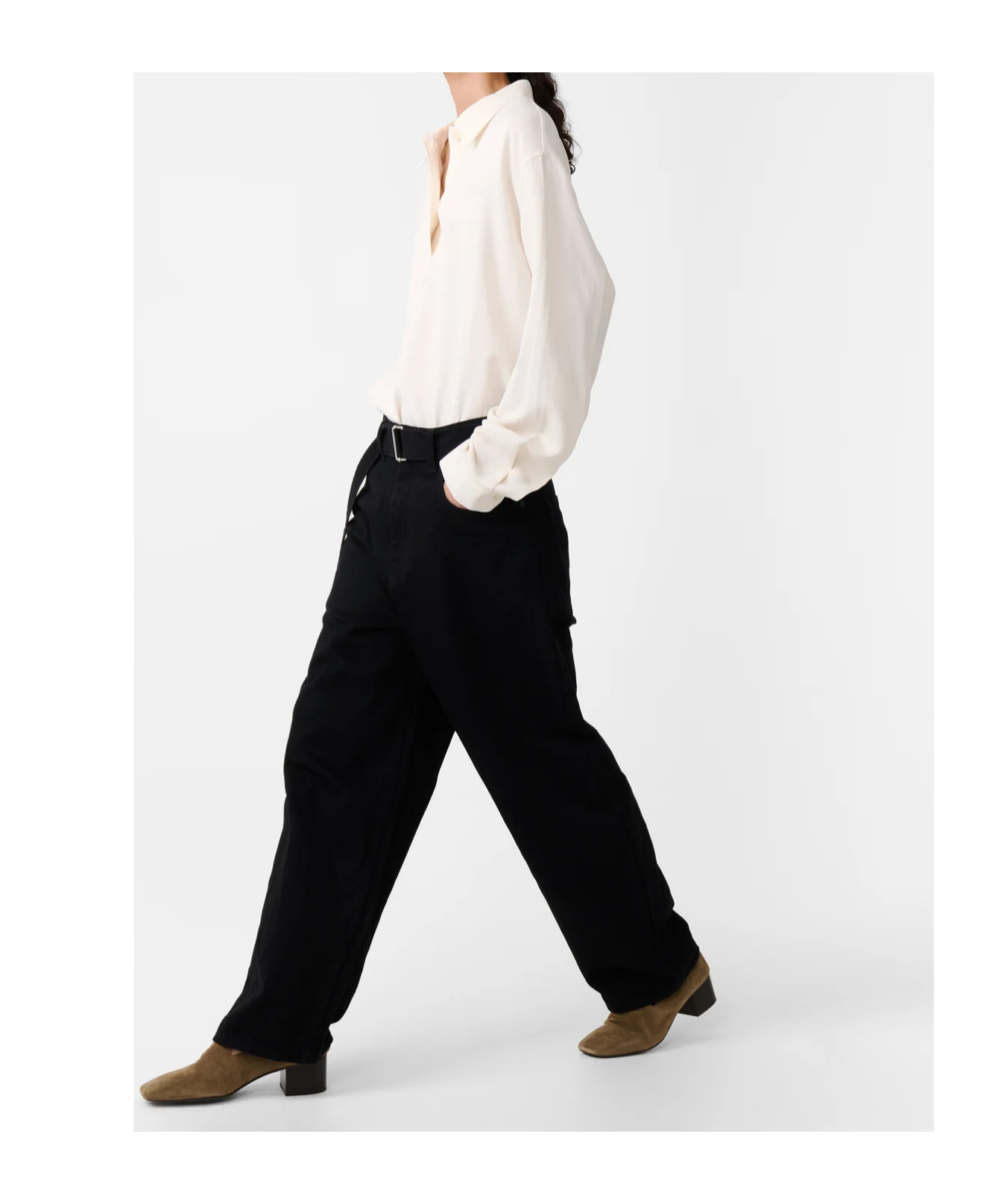 Studio Nicholson Cahun Crinkle Denim Pant In Black