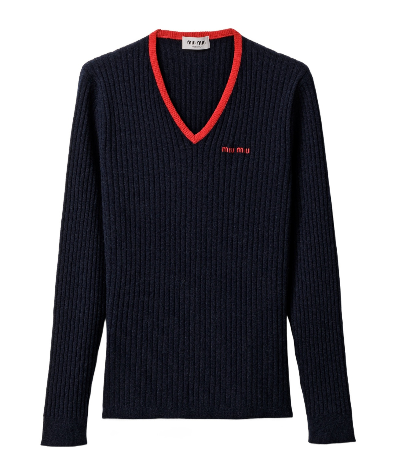 Miu Miu V-neck Cashmere Sweater In Black
