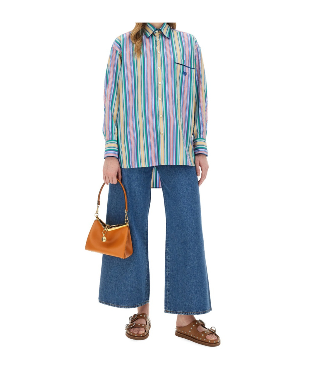 Etro Multi-coloured Striped Cotton Shirt Women In Blue