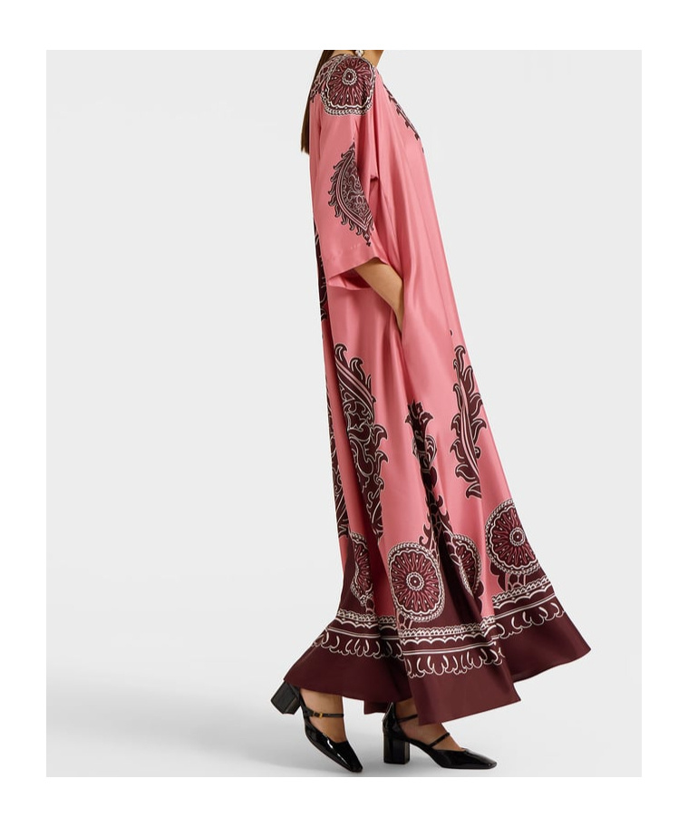La Doublej La Double J Muumuu Printed Silk-satin Maxi Dress In Multicolor