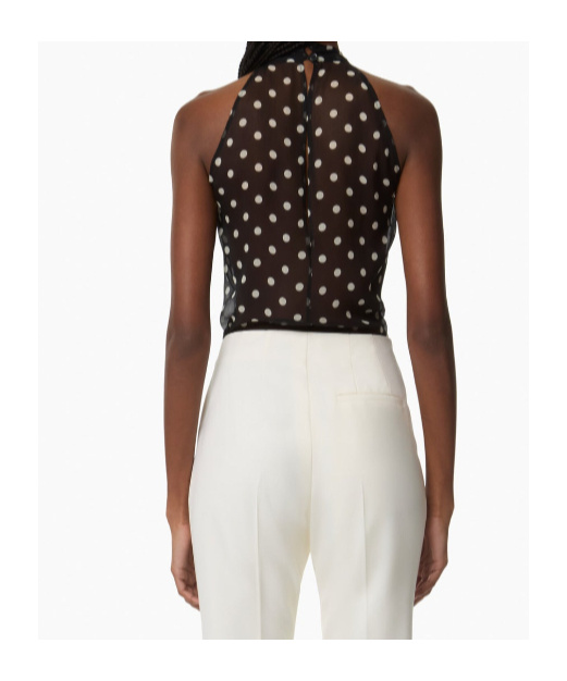 Nina Ricci Halterneck Polka-dot Top In Black