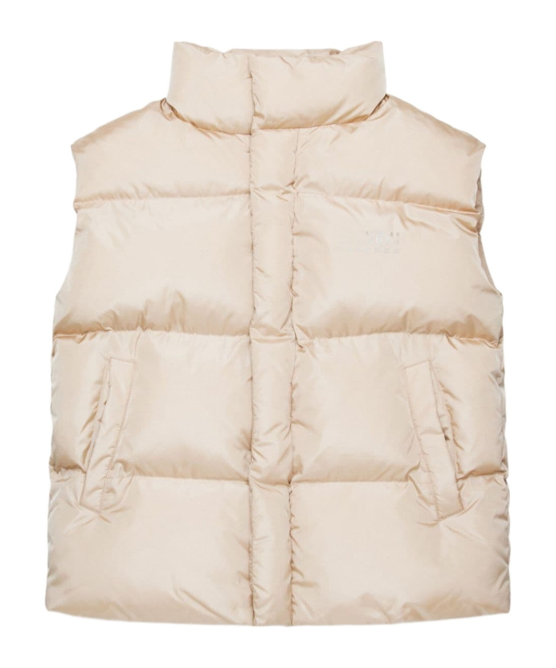 Mm6 Maison Margiela Mock-neck Padded Vest In Nude