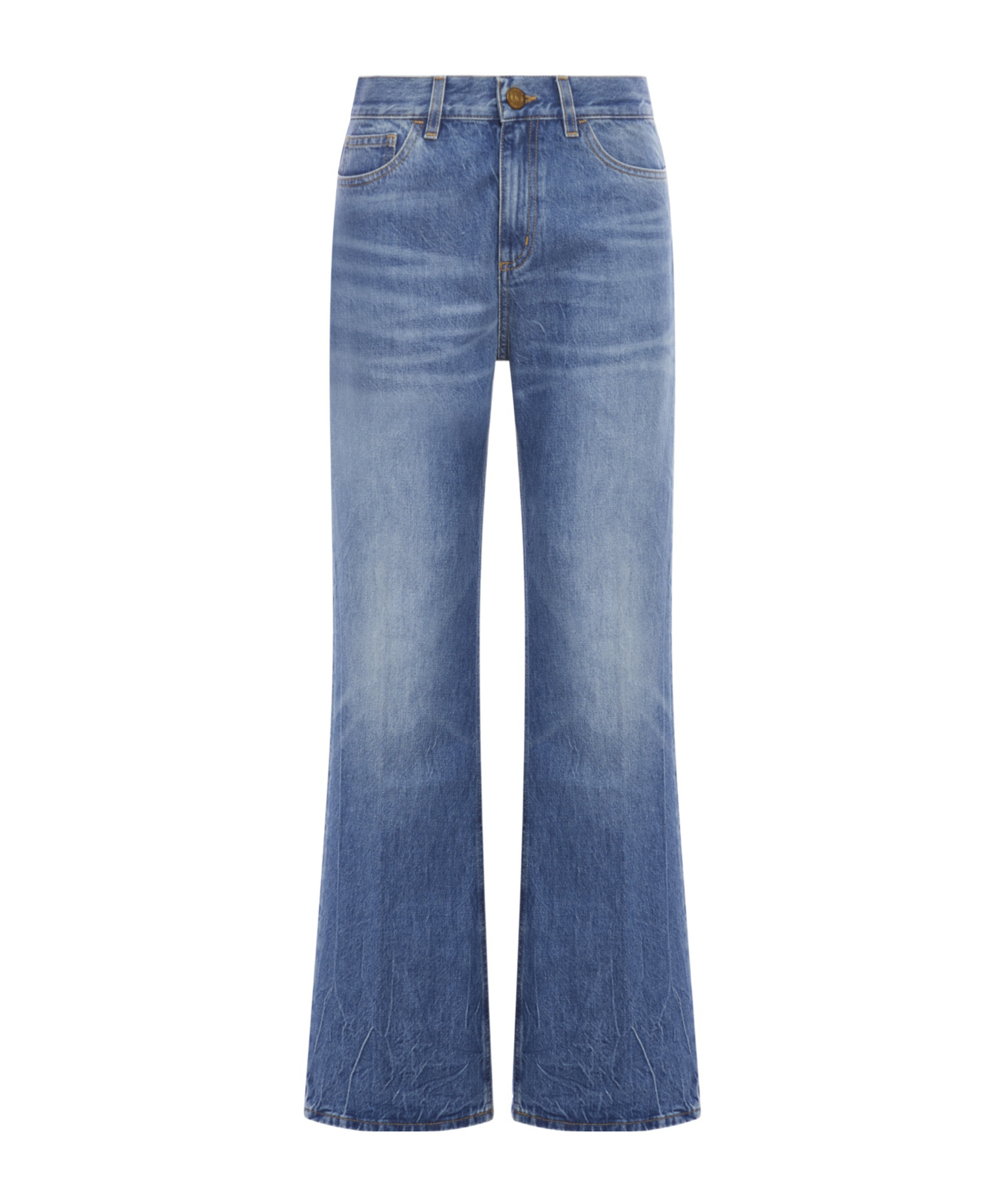The Seafarer Jane Blue Trousers With Front Pockets And Washed Effect In Cotton Woman In Blue