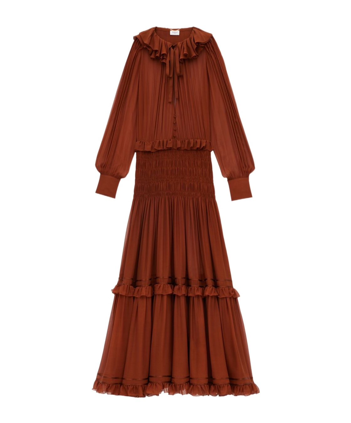 Saint Laurent Ruffled Dress In Silk Crepe Muslin
